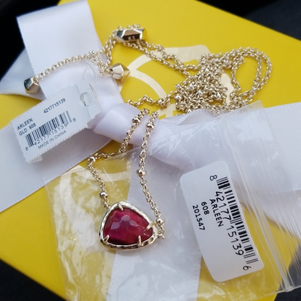 Kendra Scott Arleen Tiger's Eye Bordeaux necklace - Picture 2 of 6